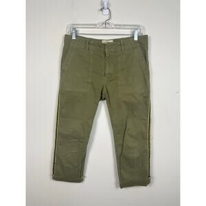 Nili Lotan Green Cropped Side Strip Chino Pant Y2K Style Size 6